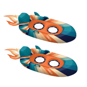 Kids Snow Sled Groovy rocket